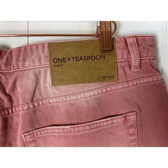 One Teaspoon Bandit Denim Shorts in Pink Denim 5 Pocket NWT Size 34 - Picture 5 of 7